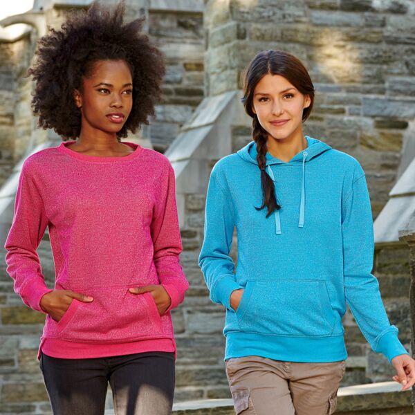 J.America Ladies' Glitter French Terry Hooded Fleece Thumbnail